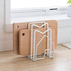 SUNFICON 2 Pack White Cutting Board Holder Rack Pot Pan Lids Holder Chopping - Image 4