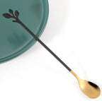 AnSaw 6-Piece Elegant Black & Gold Leaf Long Handle Teaspoons - Image 4