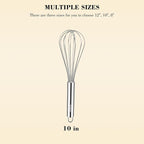 NileHome Stainless Steel Whisk 10" Kitchen Whisk Wisking Tool Kitchen Wisk Wire - Image 2