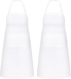 NLUS 2 Pack White Aprons with 2 Pockets by NLUS