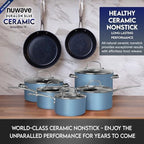 Nuwave Healthy Duralon Blue Ceramic Nonstick Cookware Set, Diamond Infused - Image 3