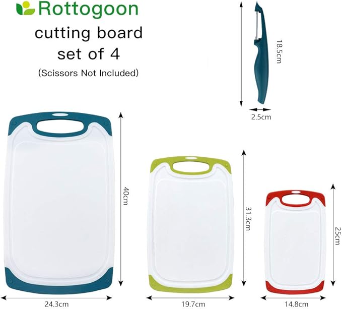 Cutting Boards for Kitchen, Plastic Chopping Board Set of 4 - Image 2