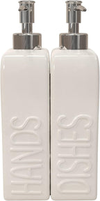 Soap Dispenser Set with Stainless Steel Pump, 2 Pack Ceramic Refillable Dish - Image 6