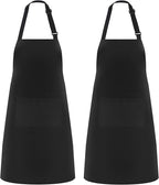 NLUS 2 Pack Kitchen Cooking Aprons, Adjustable Bib Soft Chef Apron by NLUS
