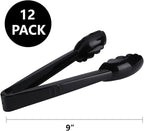 Plastic Tongs for Kitchen, Disposable Utensils Set, 12 Pieces, 9 Inch Heavy - Image 2