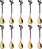 AnSaw Elegant Black & Gold Leaf Espresso Spoons by AnSaw