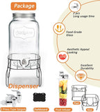 2 Gallon Drink Dispenser with 2 Press Type Spigot, Sun Tea Glass Mason Jar - Image 3