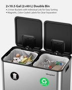 Lovewind Trash Can, 2 x 10.5 Gallon Garbage Can - Image 3