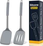 2 Pack Silicone Spatula Set, Solid & Slotted Turner by Unknown