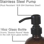 2 Pack Thick Amber Glass Pint Jar Soap Dispenser - Image 3