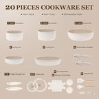 KIKCOIN Nonstick Pots and Pans Set, 20 Pack Cookware Set - Image 2
