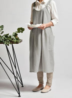 Uaussi Cotton Linen Apron Cross Back Work Apron - Image 5