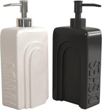 Soap Dispenser Set with Funnel, Non-Slip Silicone Pads, 2 Pack Ceramic - Image 5
