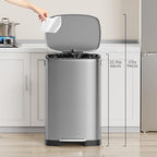KdbK 13 Gallon Trash Can with Lid, 50L Fingerprint Proof Stainless Steel - Image 2