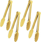 4 Pack Gold Serving Tongs XEVOM Buffet Tongs Serving Utensils Salad Tongs by XEVOM
