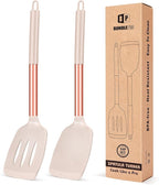 Pack of 2 Silicone Solid Turner, Non Stick Slotted Kitchen Spatulas, High Heat by BUNDLEPRO