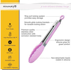 HINMAY Serving Tongs with Silicone Tips 9 Inches Stainless Steel Food Tongs - Image 2