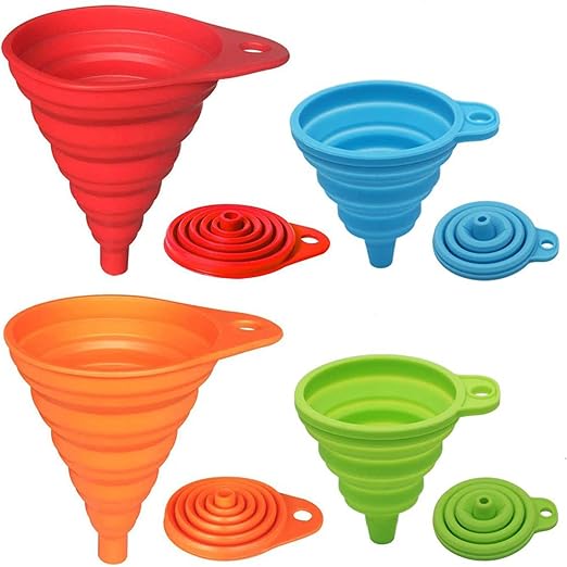 KongNai Kitchen Funnel Set 4 Pack, Small and Large, Kitchen Gadgets Accessories by KongNai