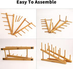 4 PCS Wooden Dish Drying Rack Bamboo Plate Dish Rack Stand Kitchen Cabinet - Image 3