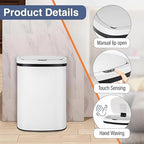 PayLessHere | 13 Gallon Stainless Steel Trash Can | White | Automatic Touchless - Image 3