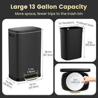 ELPHECO Kitchen Trash Can with Lid Soft Close, 13 Gallon / 50L Stainless Steel - Image 7