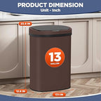 PayLessHere | 13 Gallon Stainless Steel Trash Can | Brown | Automatic Touchless - Image 7