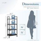 DUMOS 4 Tiers Bookshelf, Classical Book Shelf, Tall Display Shelves in Living - Image 3
