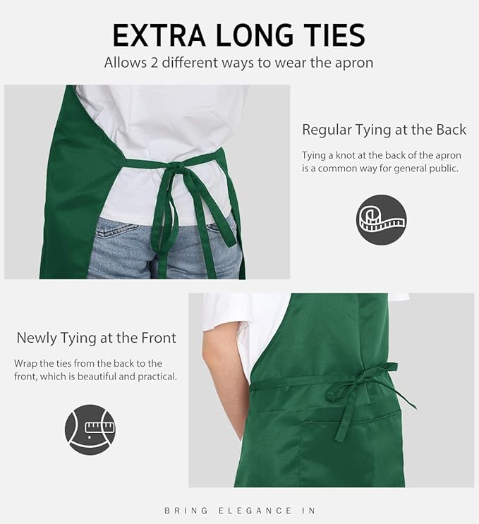 Syntus 12 Pack Bib Apron, Unisex Aprons Adjustable Waterdrop Resistant - Image 6