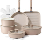 SENSARTE 17 Piece Ceramic Pots and Pans Set, Nonstick Detachable Handle Cookware by SENSARTE