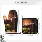 Wine Grapes Wooden Vintage Oven Mitts and Pot Holders Sets of 4, Heat Resistant - Image 2