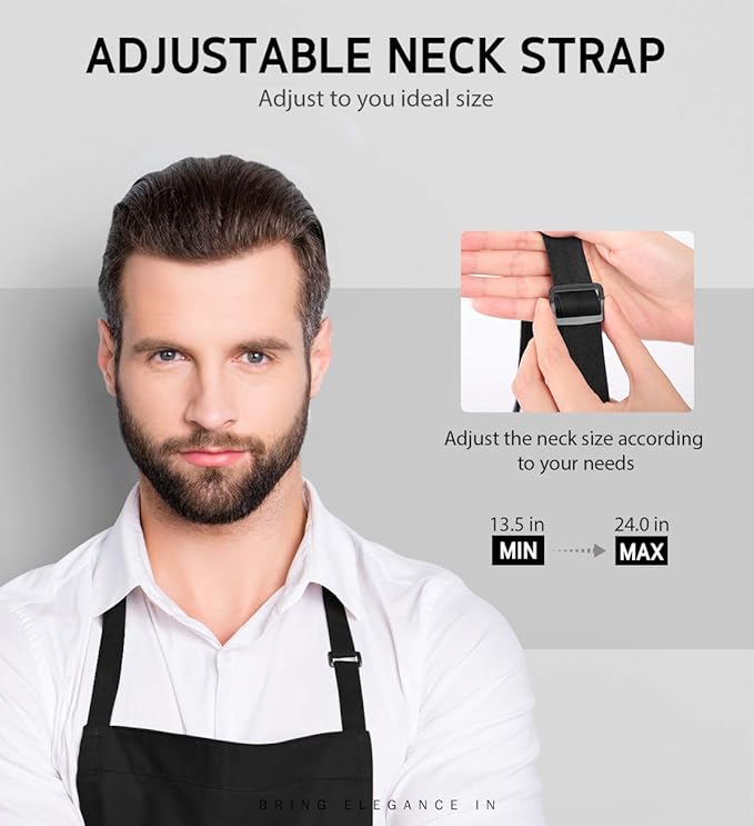 Syntus 12 Pack Bib Apron, Unisex Aprons Adjustable Thicker Version Waterdrop - Image 5