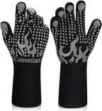 Comsmart BBQ Gloves, 1472F Heat Resistant Silicone Non-Slip Oven Mitts by Comsmart