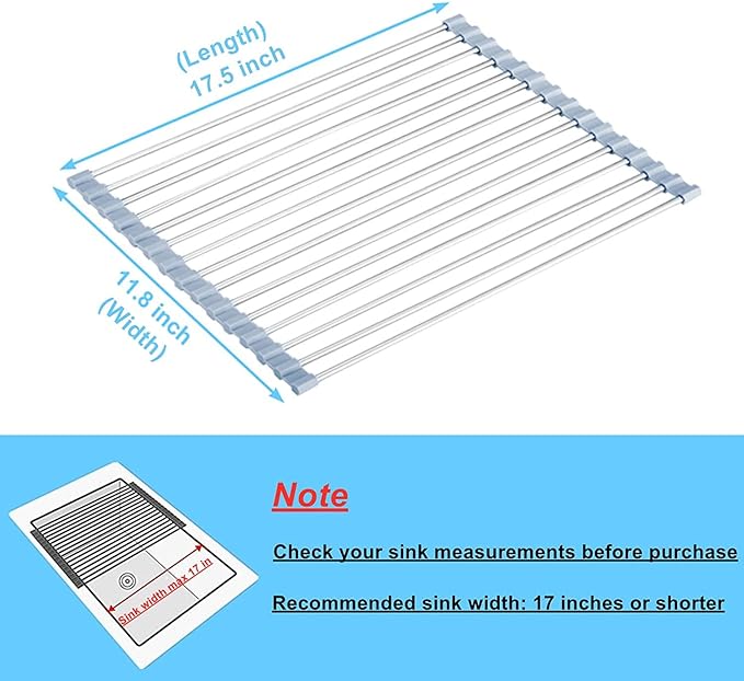 Seropy Roll Up Dish Drying Rack, Over The Sink Dish Drying Rack Kitchen Rolling - Image 4