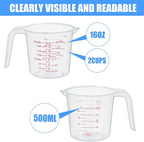DTDNZKN 3 Pack Measuring Cup Set, Includes 250Ml, 500Ml and 1000Ml Plastic - Image 2