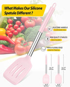 Pack of 2 Silicone Solid Turner, Non Stick Slotted Kitchen Spatulas, High Heat - Image 2