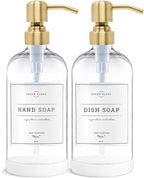 Vine Creations Clear Glass Soap Dispenser, 2 Pack Kitchen Soap Dispenser Set by VineCreations
