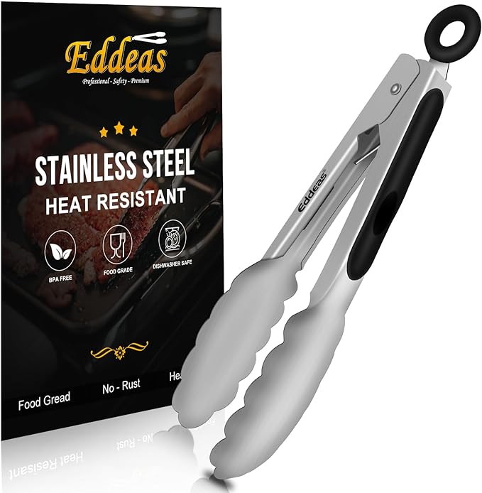 Eddeas Small Tongs For Cooking, Mini 7 inch Kitchen Tongs -Heat Resistant 600 by Eddeas