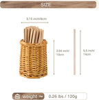 Wood Rattan Coffee Stirrer Holder Set - Image 2