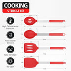 Pack of 4 Large Silicone Cooking Spatulas and Spoons, Slotted and Solid - Image 2