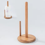 14" Acacia Wooden Paper Towel Holder, 6.7" Large Heavy Base Wooden Kitchen by MediterraneanFoodExperience