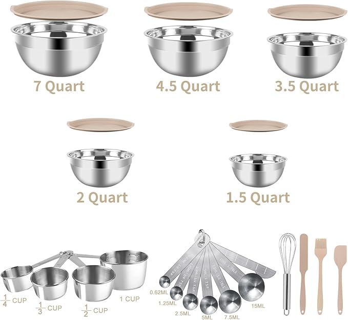 WEPSEN Mixing Bowls Set, Measuring Cups and Spoons - Image 8