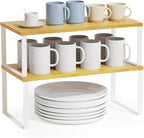 SpaceAid Cabinet Shelf Organizers 2 Pack, Kitchen Counter Rack Shelves Riser by SpaceAid