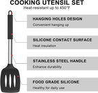 E-far Silicone Cooking Utensils Set, Slotted Turner, Soup Ladle, Pasta Server - Image 5