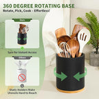 Wooden Utensil Holder, 360°Rotating 7.3'' Large Utensil Holder - Image 3