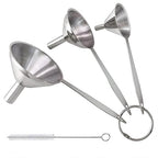 3 in 1 Metal Funnels for Filling Bottles Stainless Steel Small Kitchen Funnel by YEVIOR