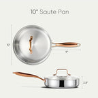 CAROTE 10" Tri-Ply Stainless Steel Deep Frying Pan - Image 2