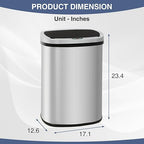 PayLessHere | 13 Gallon Stainless Steel Trash Can | Steel | Automatic Touchless - Image 7