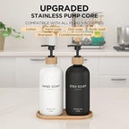 Hand and Dish Soap Dispenser Set, 16oz Glass Bottles - Image 3
