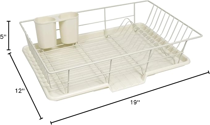Sweet Home Collection Metal, Plasic 3 Piece Dish Drainer Rack Set - Image 2