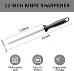 Knife Sharpener Rod, 13 Inch Carbon Steel Honing Steel - Image 3